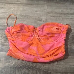 ZARA Pink and Orange Ruched Bustier Top